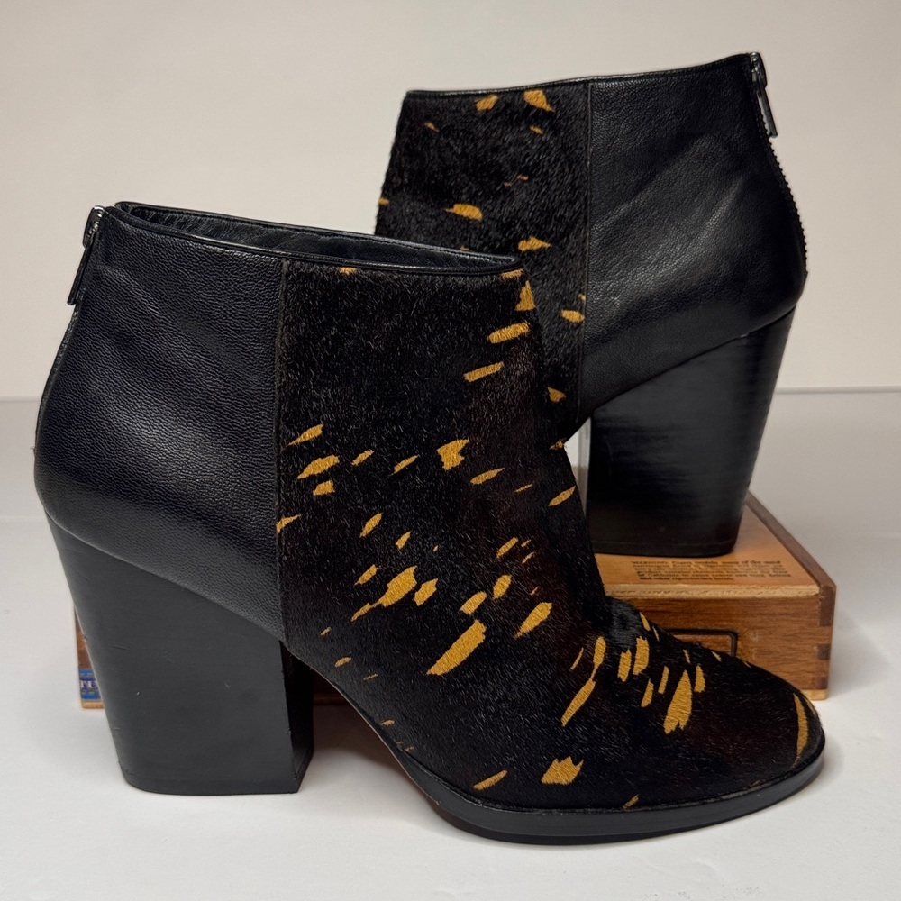 Cole Haan Grand Ambition Block Heel Calf Hair Upper Ankle Boots, Rodeo Western
